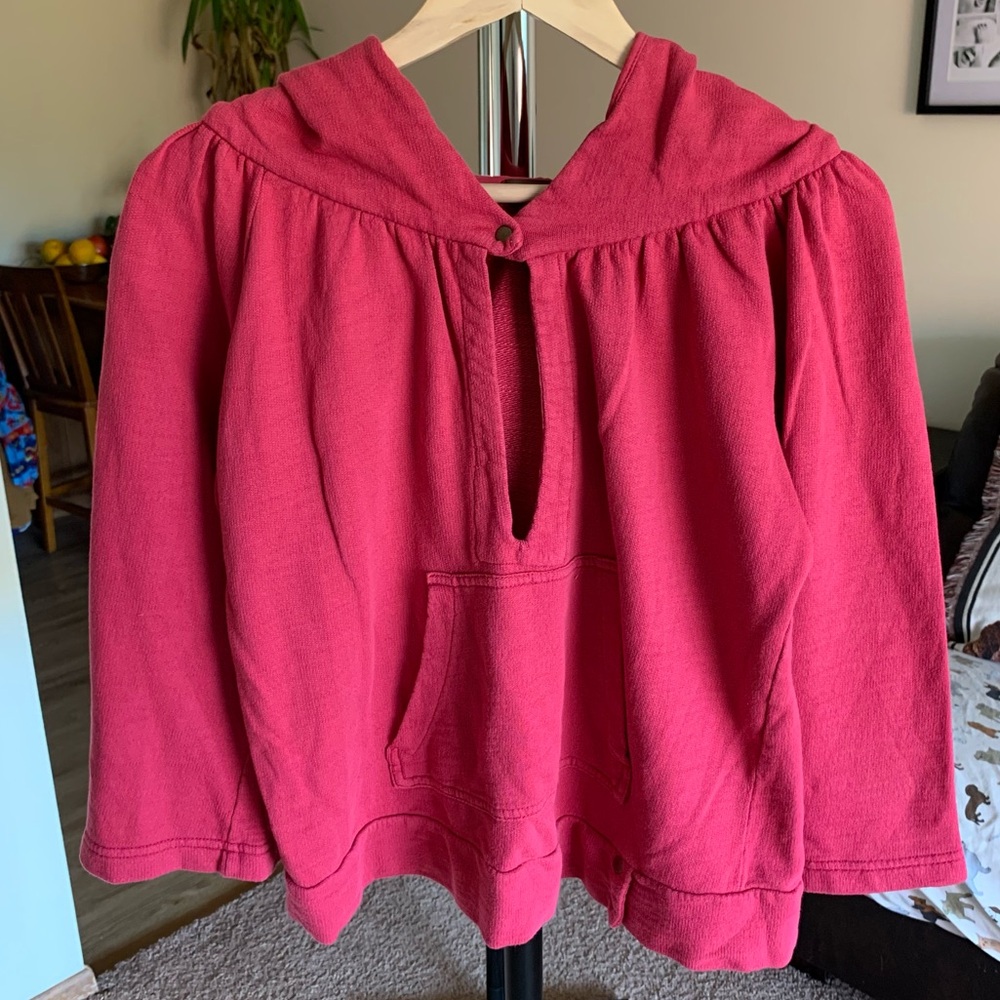 XCVI Cotton Pullover Hoodie Sweatshirt Red Medium